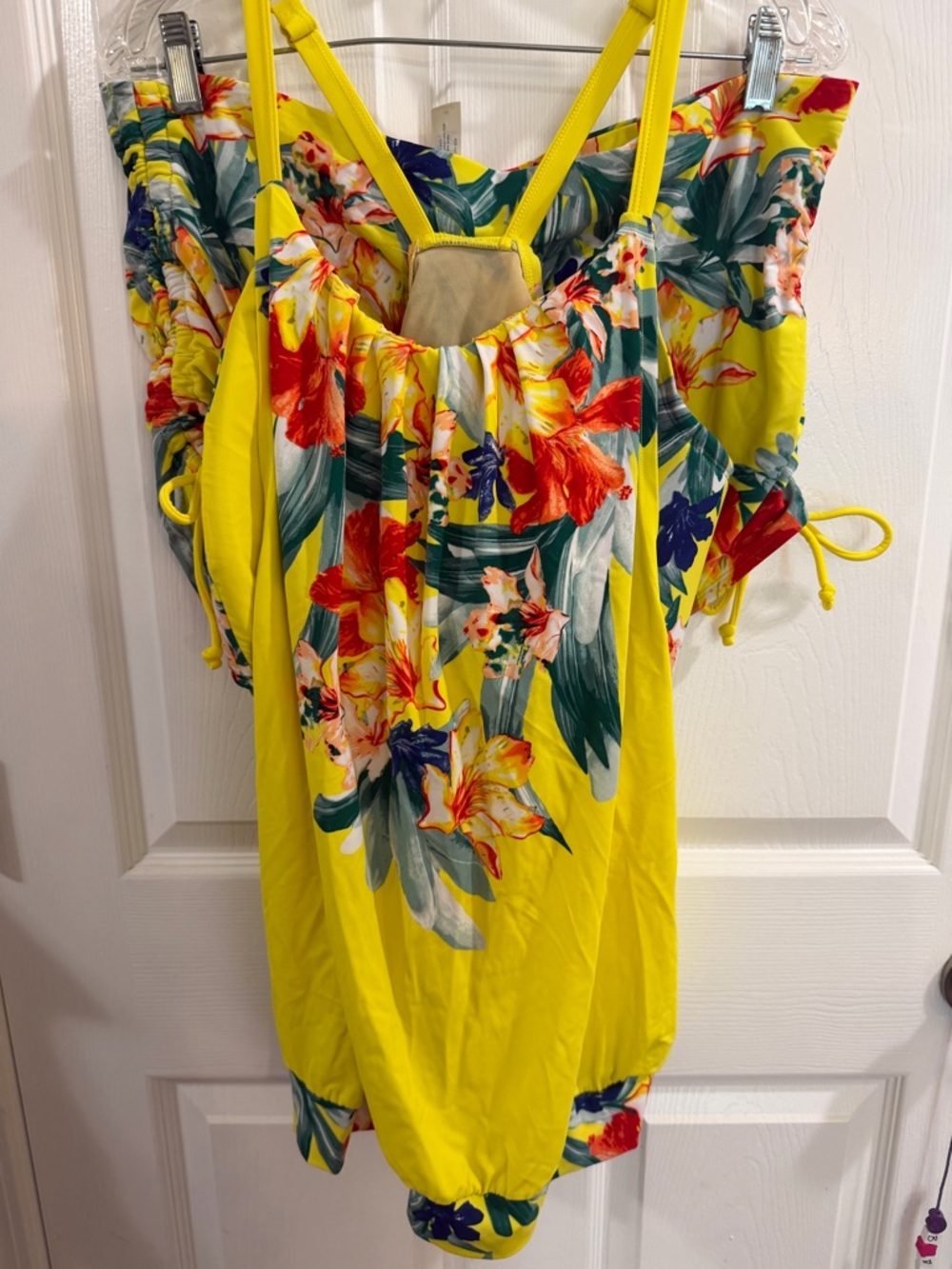 Cacique Yellow Floral Swim Tankini Set with Tropical Print
